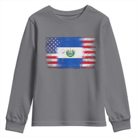 El Salvador American Flag Youth Sweatshirt Distressed Grunge USA Salvadoran Pride - Wonder Print Shop