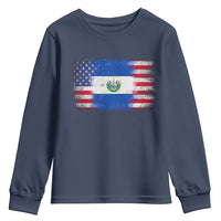 El Salvador American Flag Youth Sweatshirt Distressed Grunge USA Salvadoran Pride - Wonder Print Shop