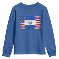 El Salvador American Flag Youth Sweatshirt Distressed Grunge USA Salvadoran Pride - Wonder Print Shop
