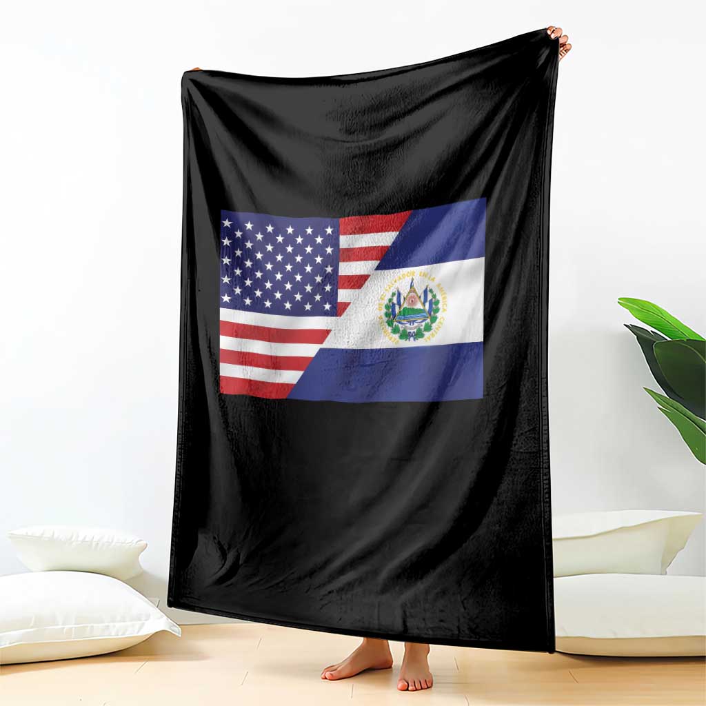 El Salvador American Flag Throw Blanket Salvadoran USA Pride Heritage Roots - Wonder Print Shop