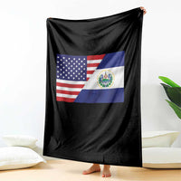 El Salvador American Flag Throw Blanket Salvadoran USA Pride Heritage Roots - Wonder Print Shop
