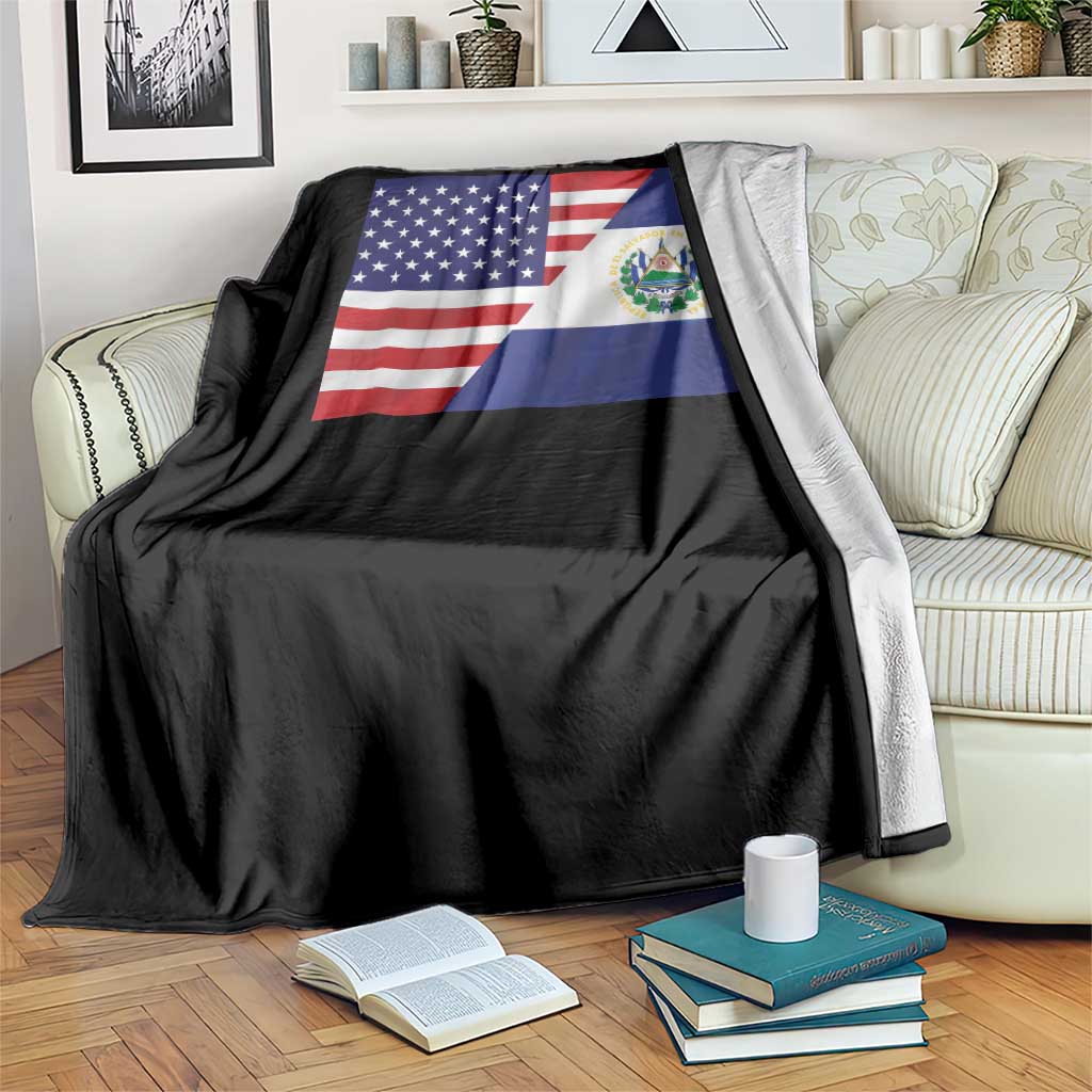 El Salvador American Flag Throw Blanket Salvadoran USA Pride Heritage Roots - Wonder Print Shop
