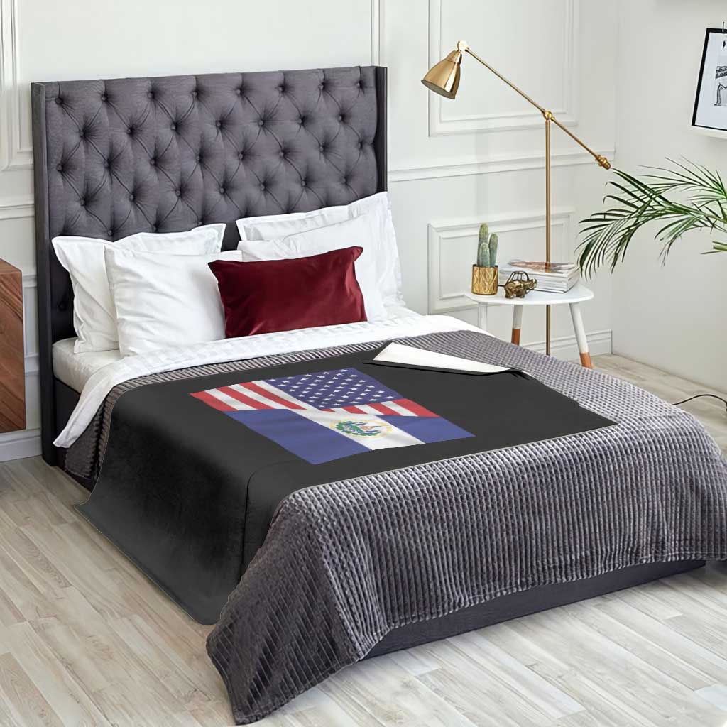 El Salvador American Flag Throw Blanket Salvadoran USA Pride Heritage Roots - Wonder Print Shop