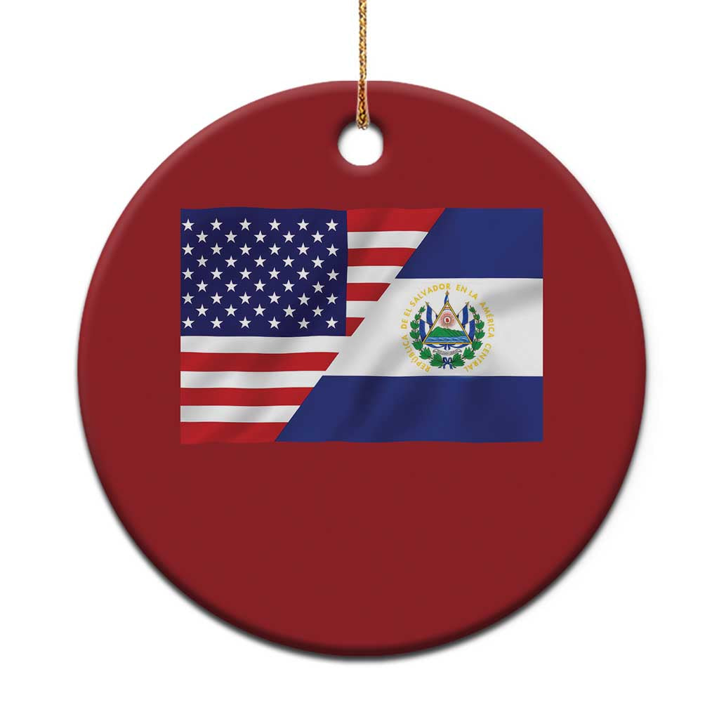 El Salvador American Flag Christmas Ornament Salvadoran USA Pride Heritage Roots - Wonder Print Shop