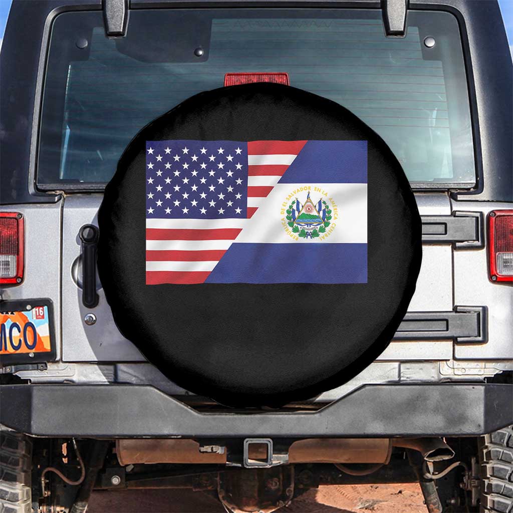El Salvador American Flag Spare Tire Cover Salvadoran USA Pride Heritage Roots - Wonder Print Shop