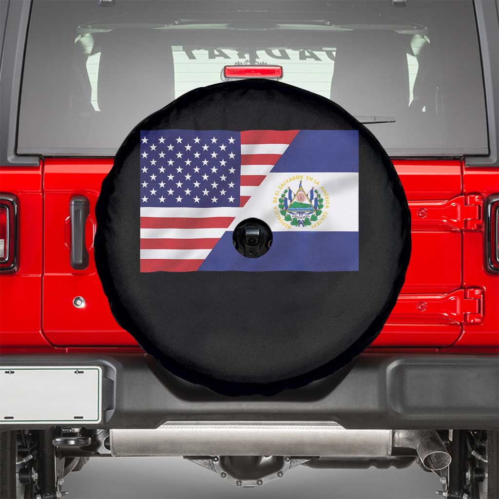 El Salvador American Flag Spare Tire Cover Salvadoran USA Pride Heritage Roots - Wonder Print Shop