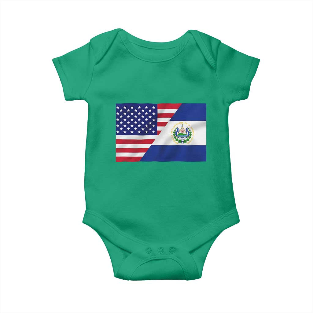 El Salvador American Flag Baby Onesie Salvadoran USA Pride Heritage Roots - Wonder Print Shop