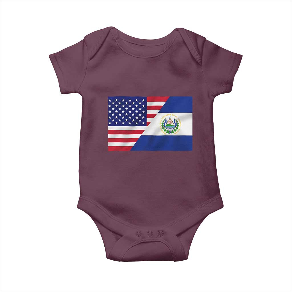 El Salvador American Flag Baby Onesie Salvadoran USA Pride Heritage Roots - Wonder Print Shop