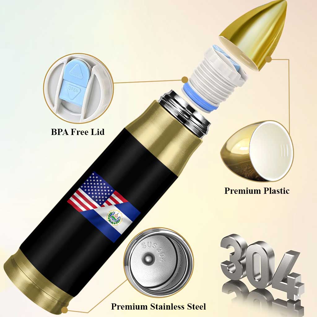 El Salvador American Flag Bullet Tumbler Salvadoran USA Pride Heritage Roots - Wonder Print Shop