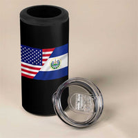 El Salvador American Flag 4 in 1 Can Cooler Tumbler Salvadoran USA Pride Heritage Roots - Wonder Print Shop