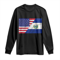 El Salvador American Flag Long Sleeve Shirt Salvadoran USA Pride Heritage Roots - Wonder Print Shop