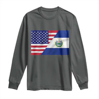 El Salvador American Flag Long Sleeve Shirt Salvadoran USA Pride Heritage Roots - Wonder Print Shop