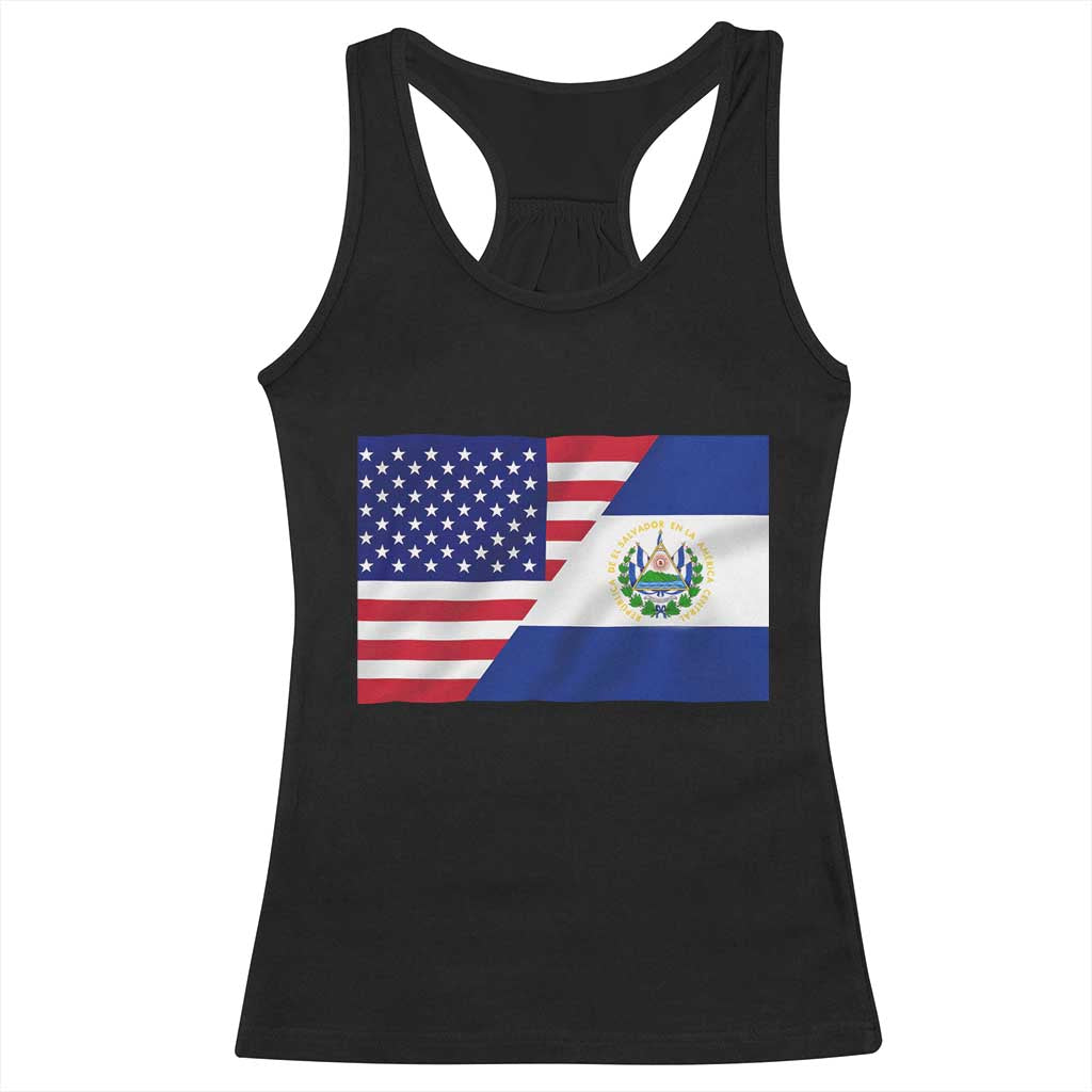 El Salvador American Flag Racerback Tank Top Salvadoran USA Pride Heritage Roots - Wonder Print Shop