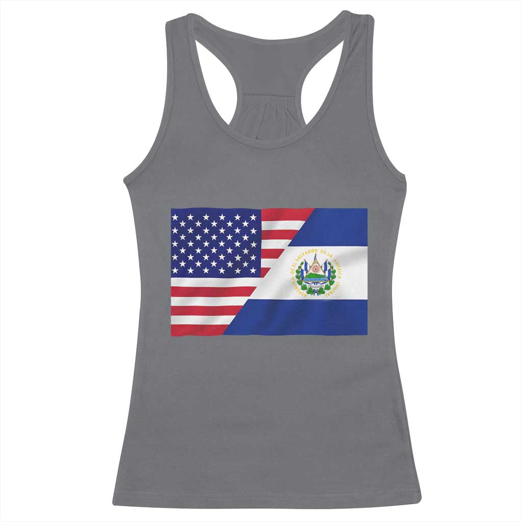 El Salvador American Flag Racerback Tank Top Salvadoran USA Pride Heritage Roots - Wonder Print Shop