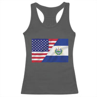 El Salvador American Flag Racerback Tank Top Salvadoran USA Pride Heritage Roots - Wonder Print Shop