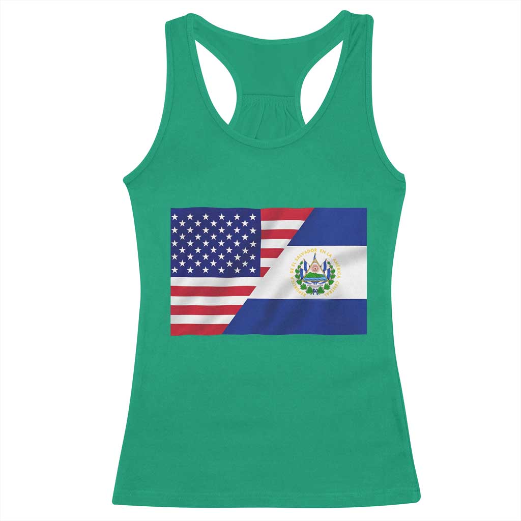 El Salvador American Flag Racerback Tank Top Salvadoran USA Pride Heritage Roots - Wonder Print Shop