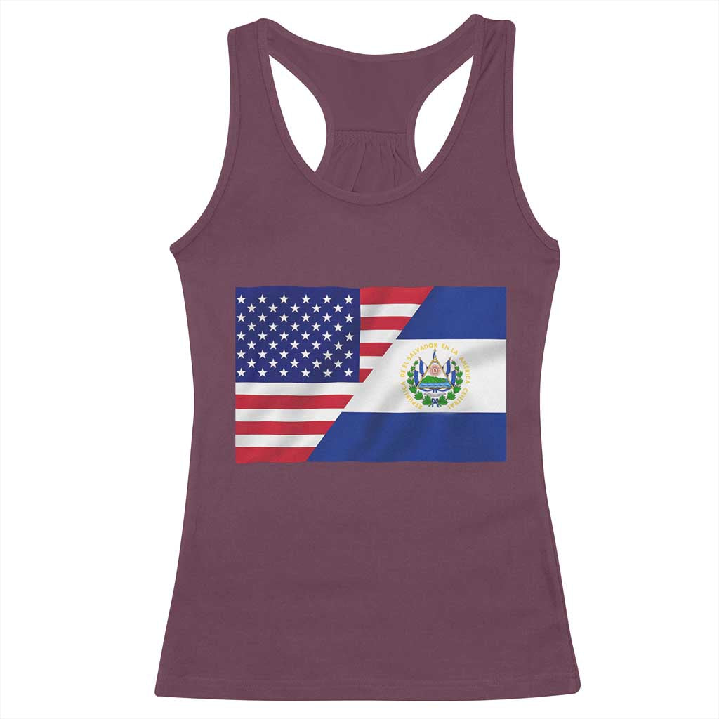 El Salvador American Flag Racerback Tank Top Salvadoran USA Pride Heritage Roots - Wonder Print Shop