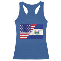 El Salvador American Flag Racerback Tank Top Salvadoran USA Pride Heritage Roots - Wonder Print Shop