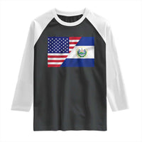 El Salvador American Flag Raglan Shirt Salvadoran USA Pride Heritage Roots - Wonder Print Shop