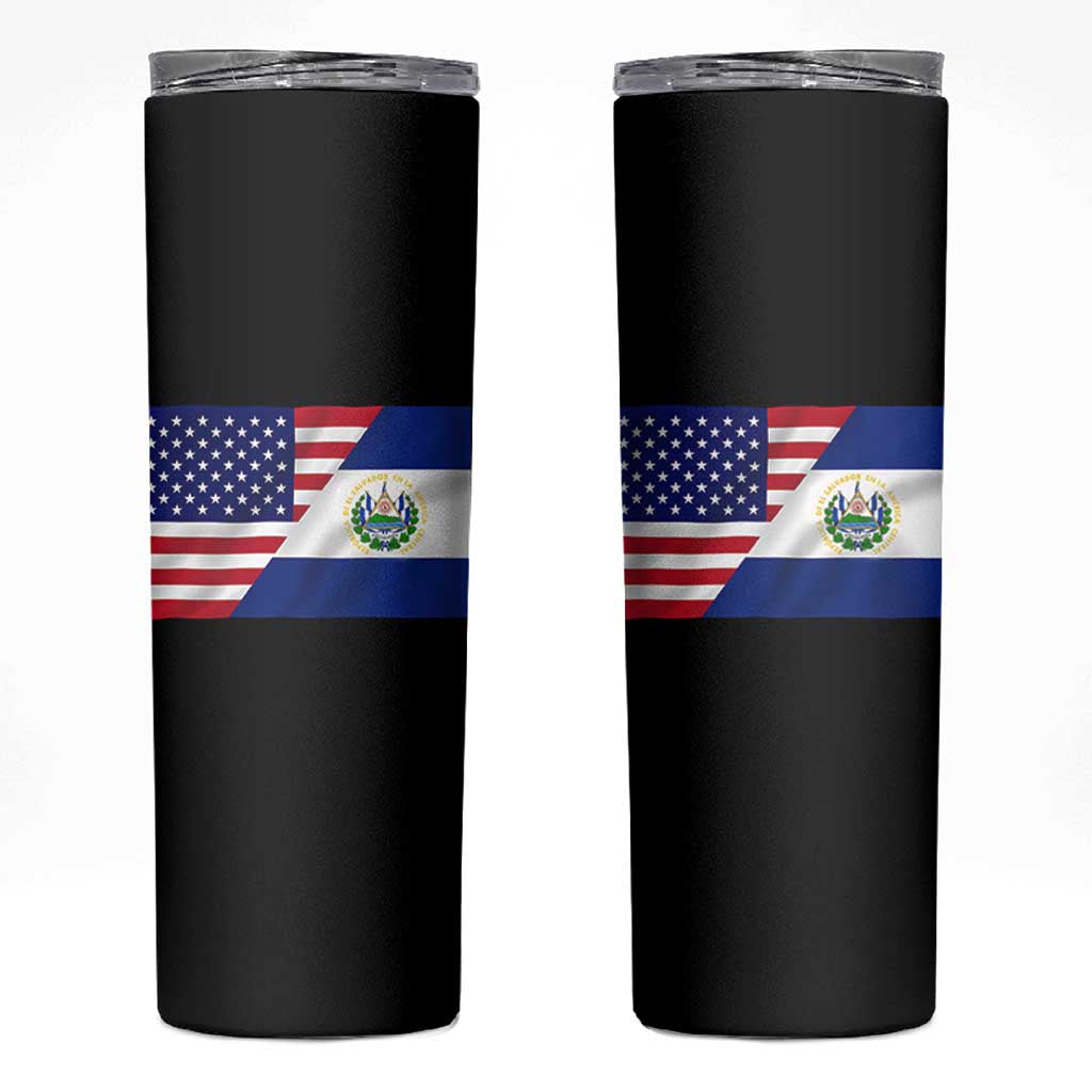El Salvador American Flag Skinny Tumbler Salvadoran USA Pride Heritage Roots - Wonder Print Shop