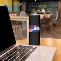 El Salvador American Flag Skinny Tumbler Salvadoran USA Pride Heritage Roots - Wonder Print Shop