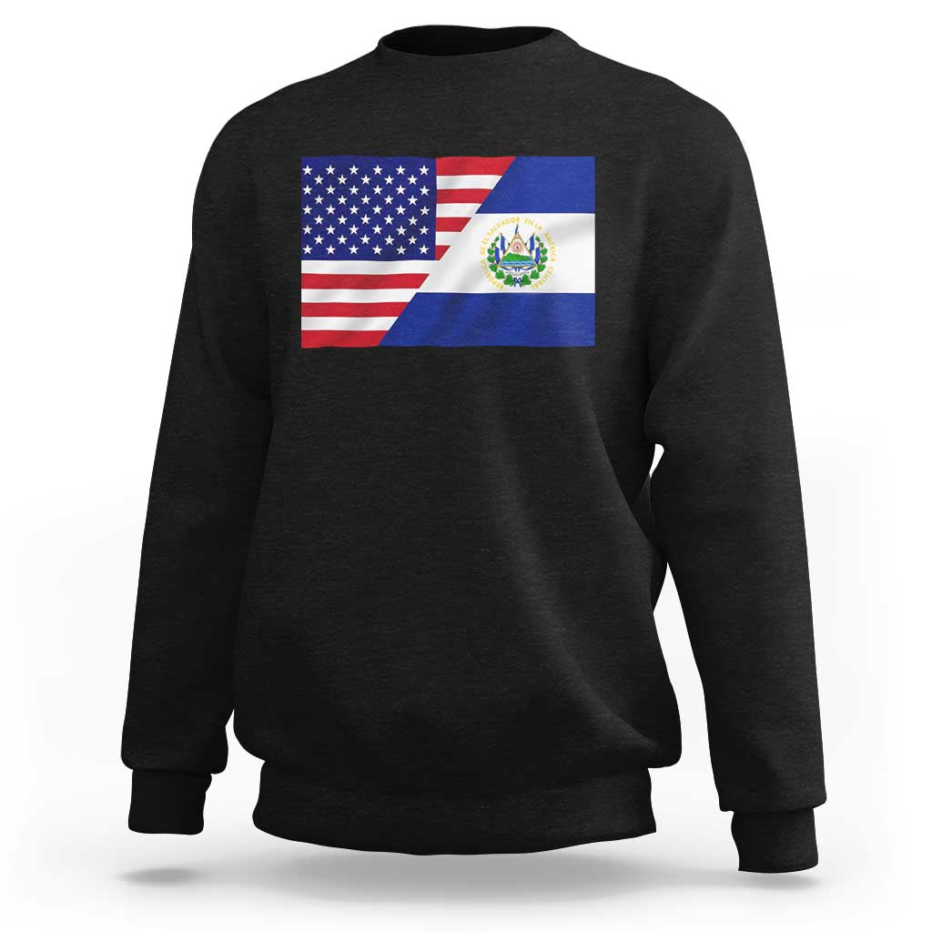 El Salvador American Flag Sweatshirt Salvadoran USA Pride Heritage Roots - Wonder Print Shop