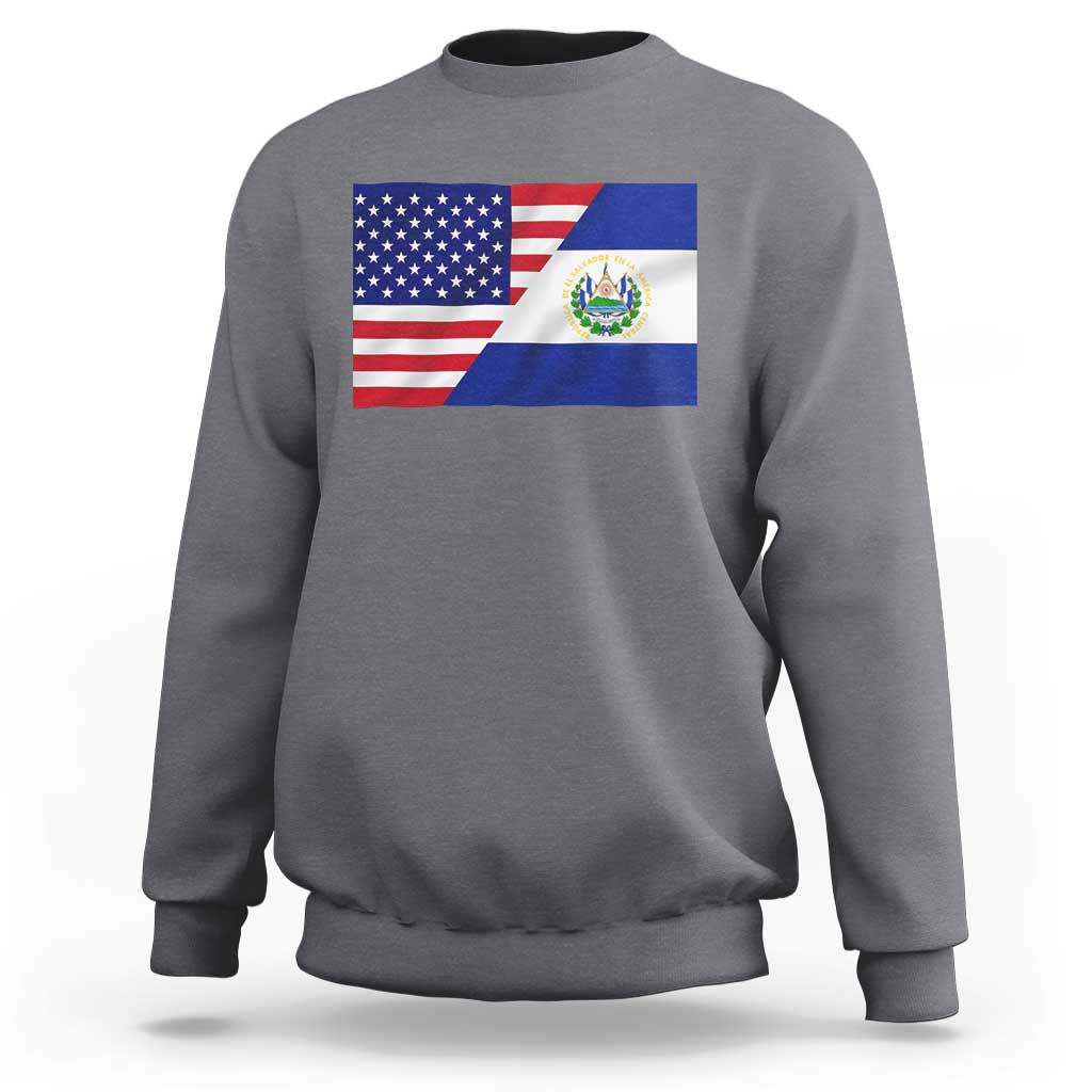El Salvador American Flag Sweatshirt Salvadoran USA Pride Heritage Roots - Wonder Print Shop