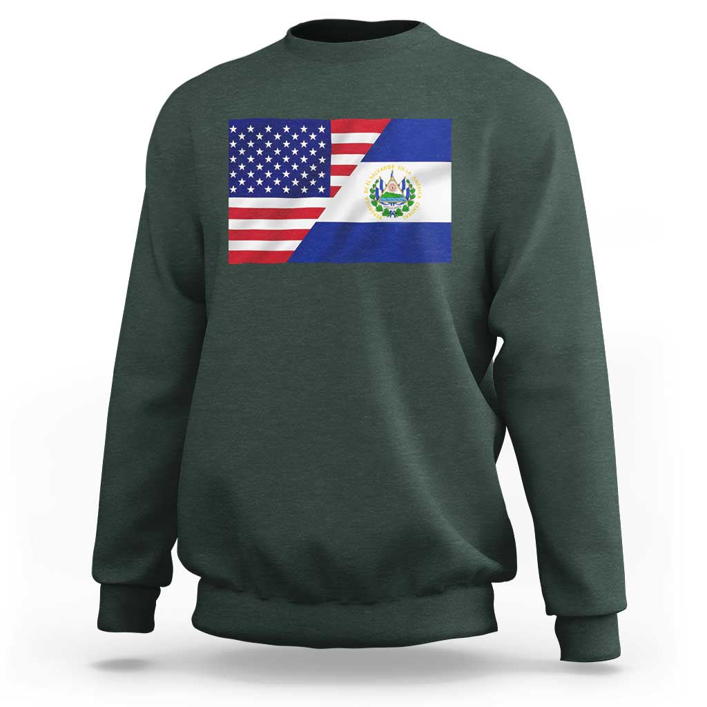 El Salvador American Flag Sweatshirt Salvadoran USA Pride Heritage Roots - Wonder Print Shop