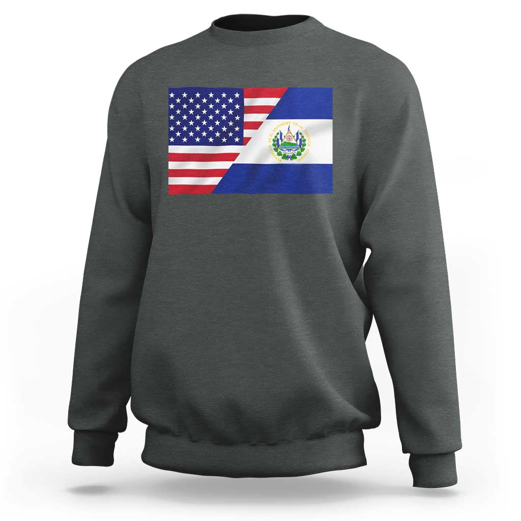 El Salvador American Flag Sweatshirt Salvadoran USA Pride Heritage Roots - Wonder Print Shop