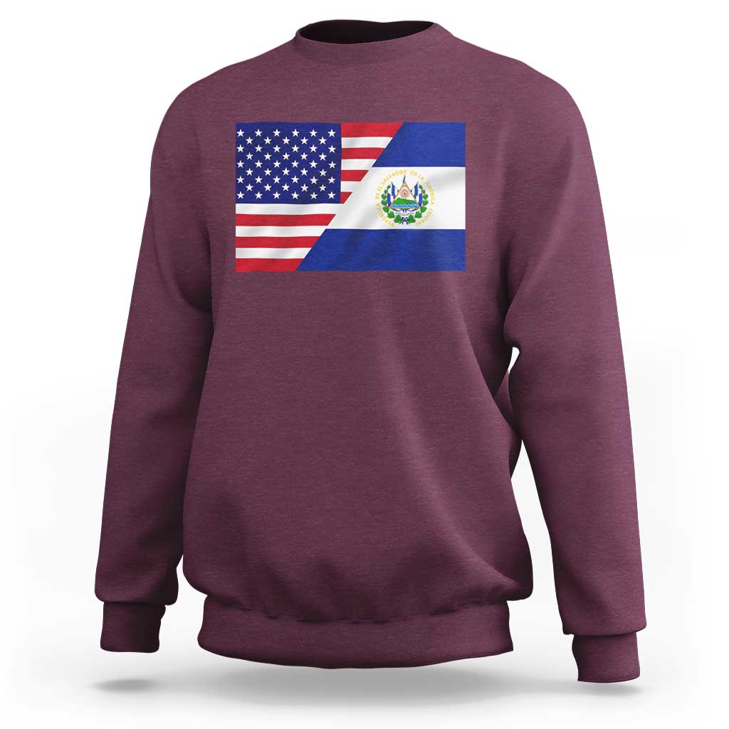 El Salvador American Flag Sweatshirt Salvadoran USA Pride Heritage Roots - Wonder Print Shop