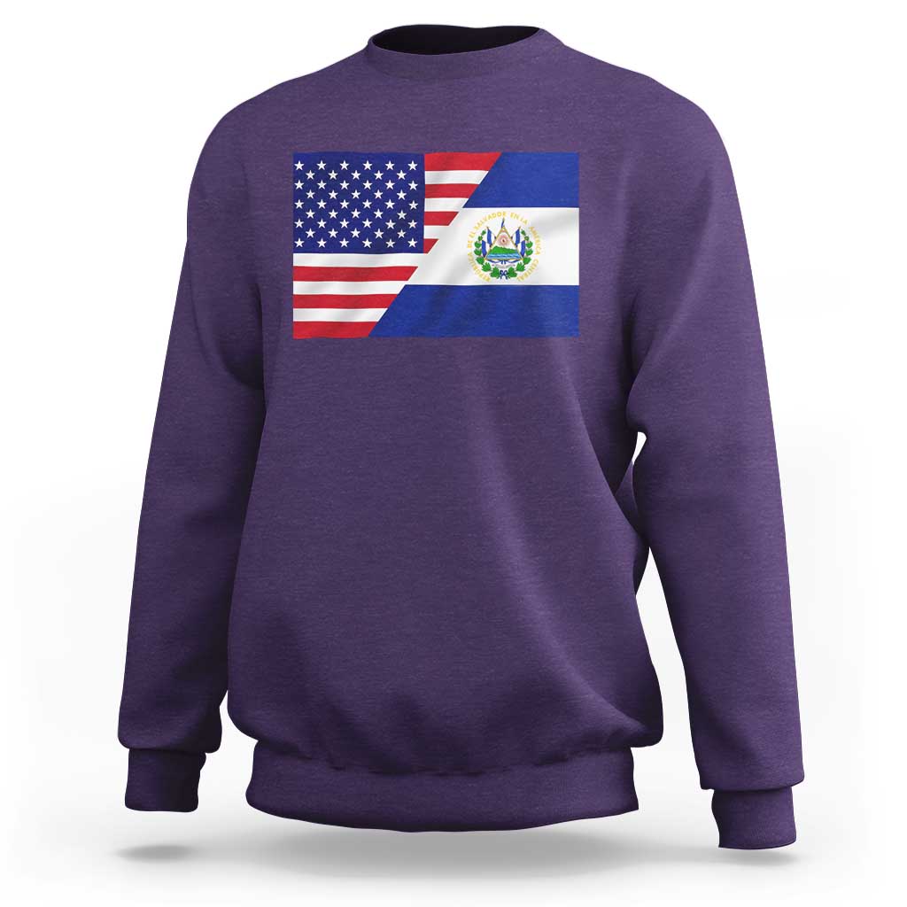 El Salvador American Flag Sweatshirt Salvadoran USA Pride Heritage Roots - Wonder Print Shop