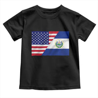 El Salvador American Flag Toddler T Shirt Salvadoran USA Pride Heritage Roots - Wonder Print Shop
