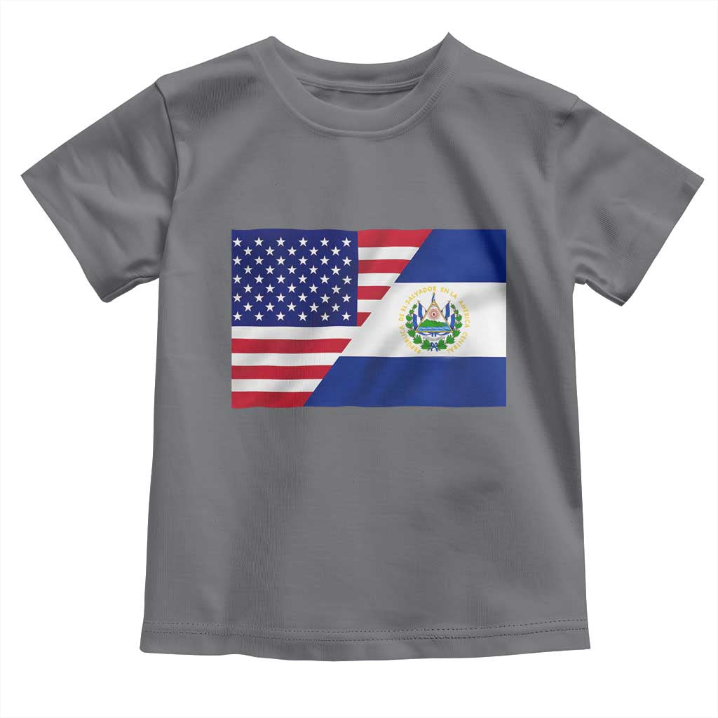 El Salvador American Flag Toddler T Shirt Salvadoran USA Pride Heritage Roots - Wonder Print Shop