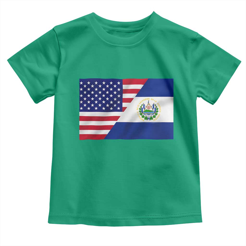 El Salvador American Flag Toddler T Shirt Salvadoran USA Pride Heritage Roots - Wonder Print Shop