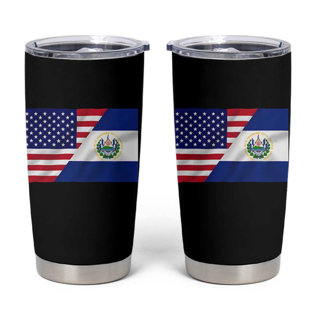 El Salvador American Flag Tumbler Cup Salvadoran USA Pride Heritage Roots - Wonder Print Shop