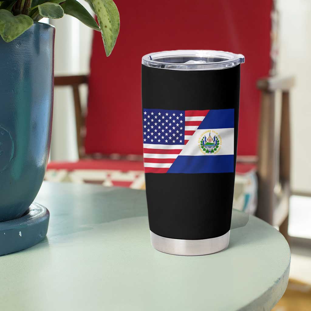 El Salvador American Flag Tumbler Cup Salvadoran USA Pride Heritage Roots - Wonder Print Shop