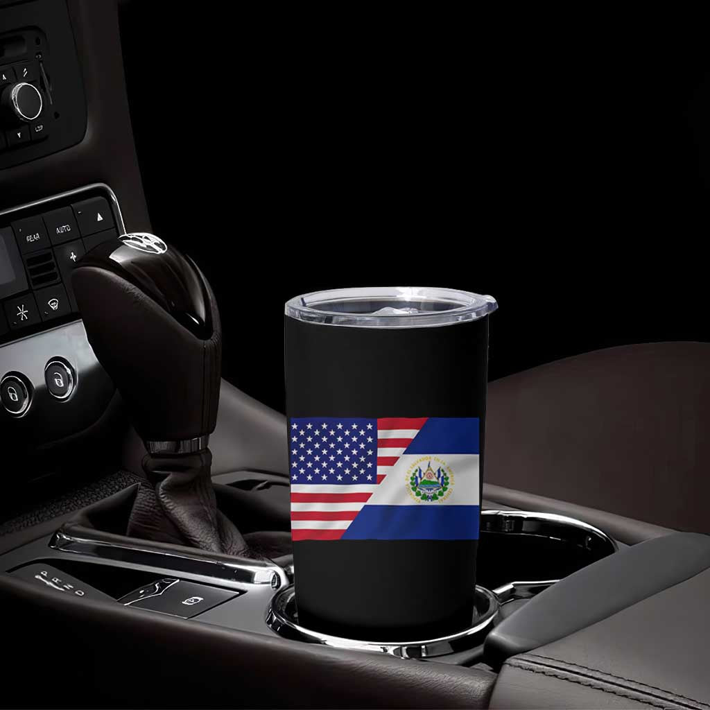 El Salvador American Flag Tumbler Cup Salvadoran USA Pride Heritage Roots - Wonder Print Shop