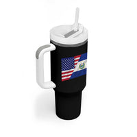 El Salvador American Flag Tumbler With Handle Salvadoran USA Pride Heritage Roots - Wonder Print Shop