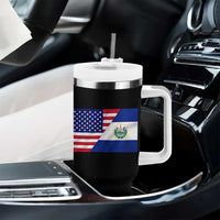 El Salvador American Flag Tumbler With Handle Salvadoran USA Pride Heritage Roots - Wonder Print Shop