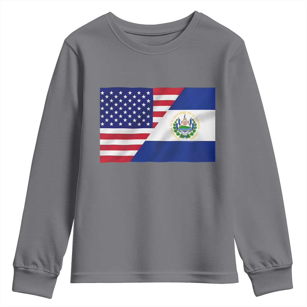 El Salvador American Flag Youth Sweatshirt Salvadoran USA Pride Heritage Roots - Wonder Print Shop