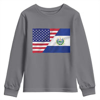 El Salvador American Flag Youth Sweatshirt Salvadoran USA Pride Heritage Roots - Wonder Print Shop
