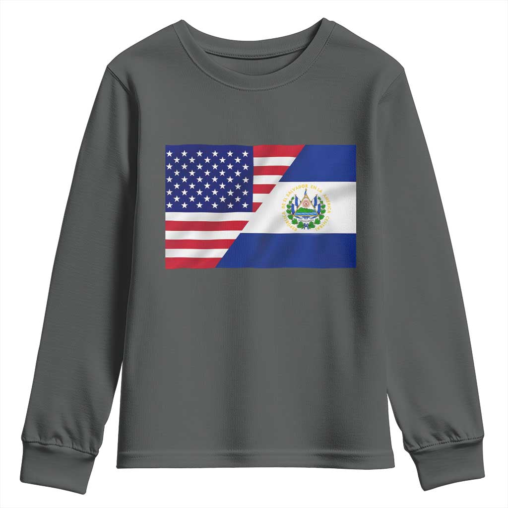 El Salvador American Flag Youth Sweatshirt Salvadoran USA Pride Heritage Roots - Wonder Print Shop