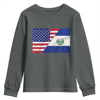 El Salvador American Flag Youth Sweatshirt Salvadoran USA Pride Heritage Roots - Wonder Print Shop