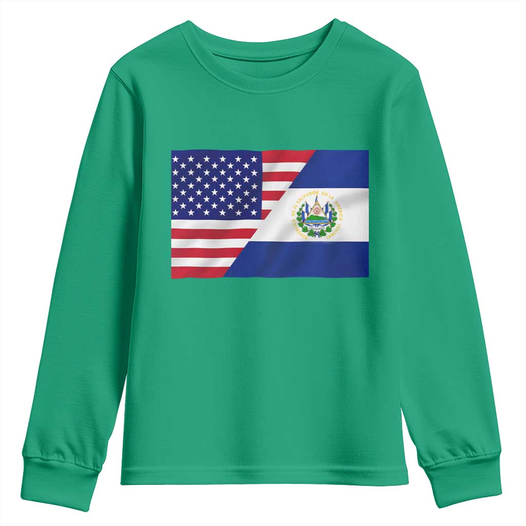 El Salvador American Flag Youth Sweatshirt Salvadoran USA Pride Heritage Roots - Wonder Print Shop