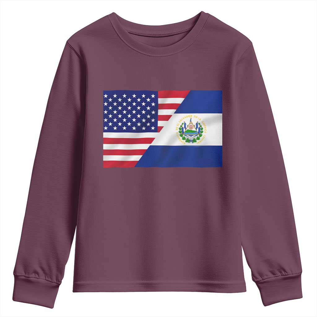 El Salvador American Flag Youth Sweatshirt Salvadoran USA Pride Heritage Roots - Wonder Print Shop