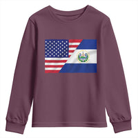 El Salvador American Flag Youth Sweatshirt Salvadoran USA Pride Heritage Roots - Wonder Print Shop