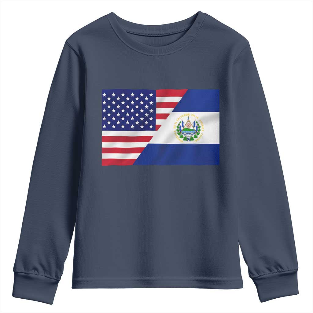 El Salvador American Flag Youth Sweatshirt Salvadoran USA Pride Heritage Roots - Wonder Print Shop