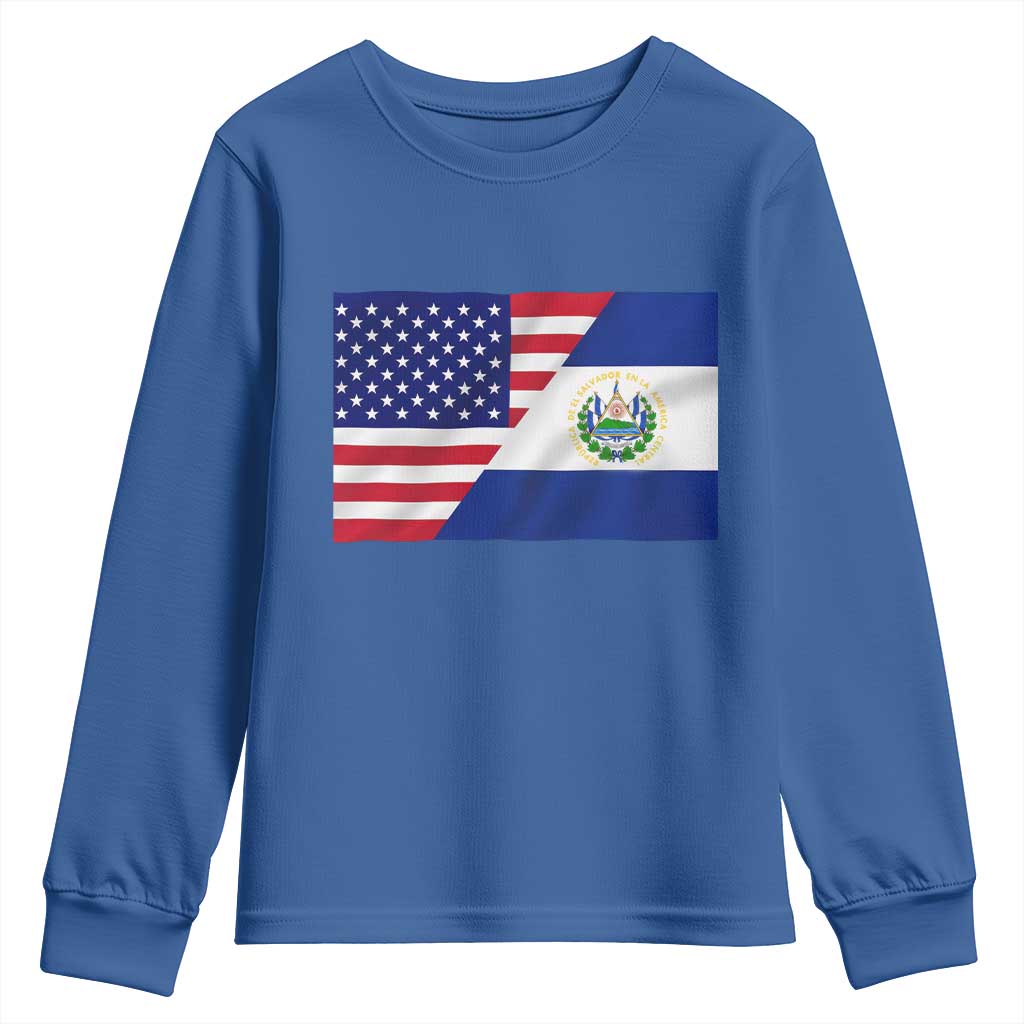El Salvador American Flag Youth Sweatshirt Salvadoran USA Pride Heritage Roots - Wonder Print Shop