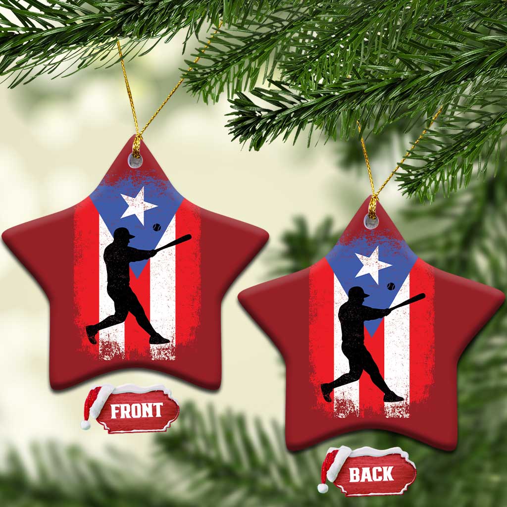 Puerto Rico Flag Baseball Christmas Ornament Cool Distressed Jersey Gift Boricua Boys - Wonder Print Shop