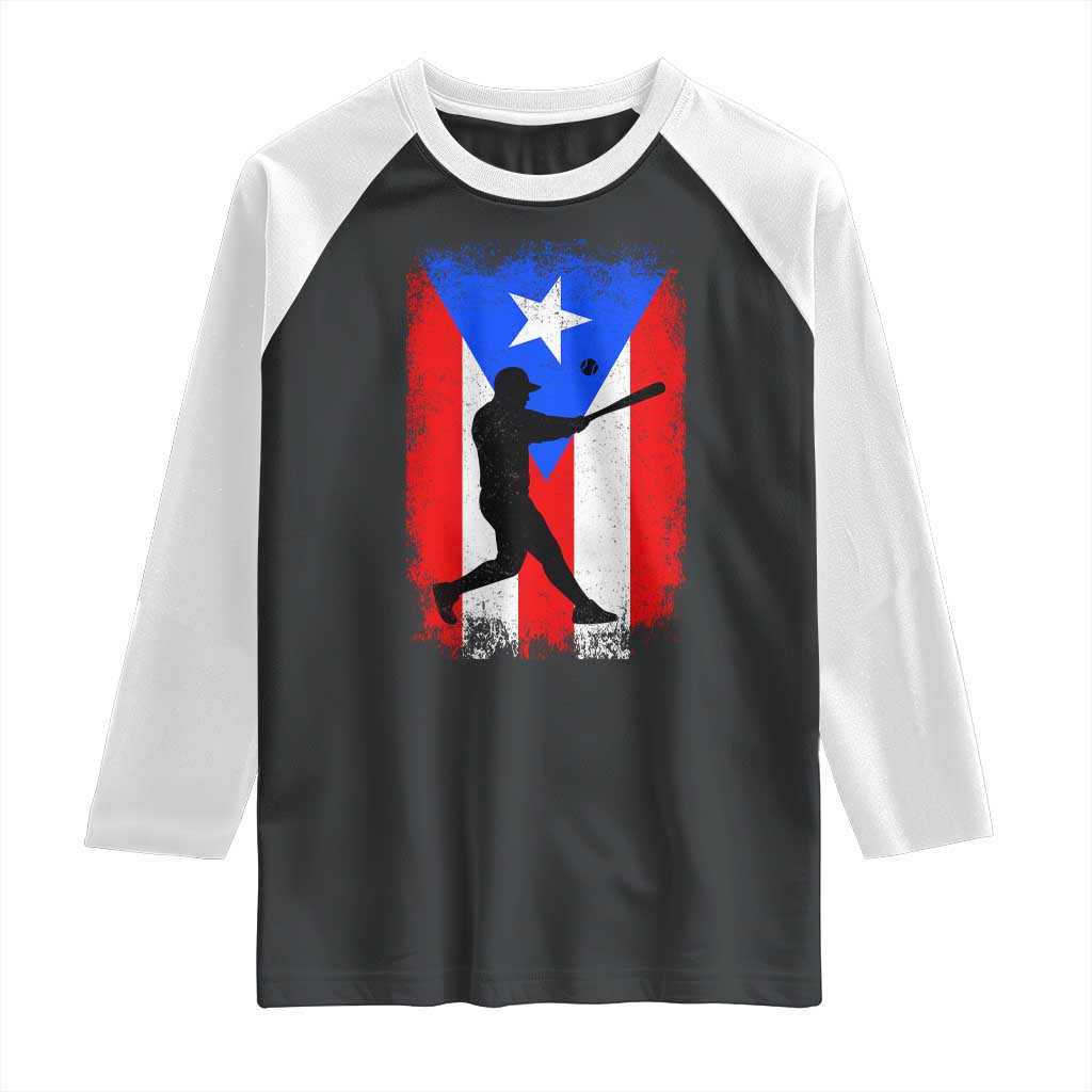 Puerto Rico Flag Baseball Raglan Shirt Cool Distressed Jersey Gift Boricua Boys - Wonder Print Shop